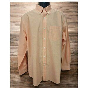 L.L. Bean Mens Wrinkle-Resistant Orange Check Shirt Medium-Reg